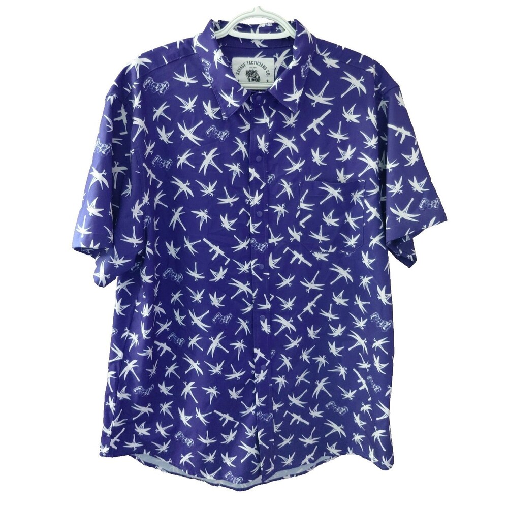 Savage Tacticians Shirt Men's Large SAVTAC Hawaiian Tactical Tropical AK Floral